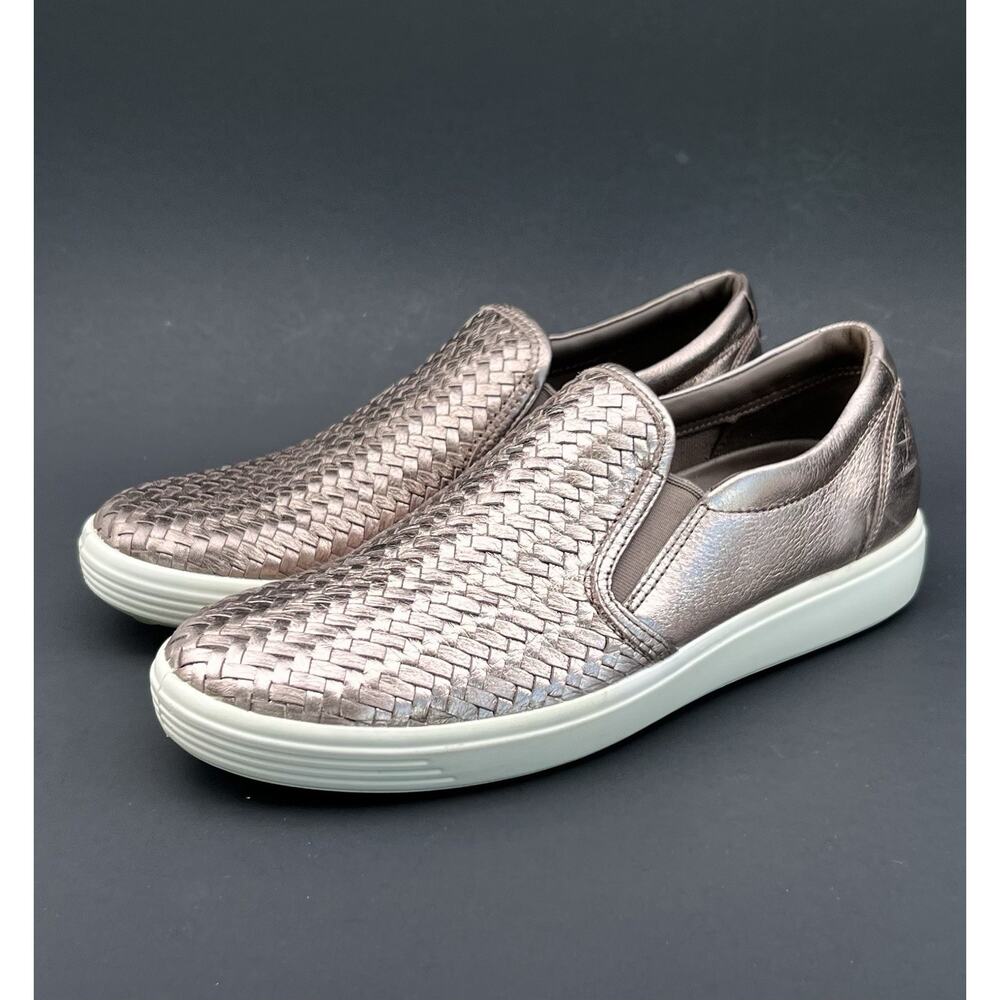 ECCO Soft 7 Slip-On Leather Bronze Sneakers Women's Size 9 US - Picture 2 of 13